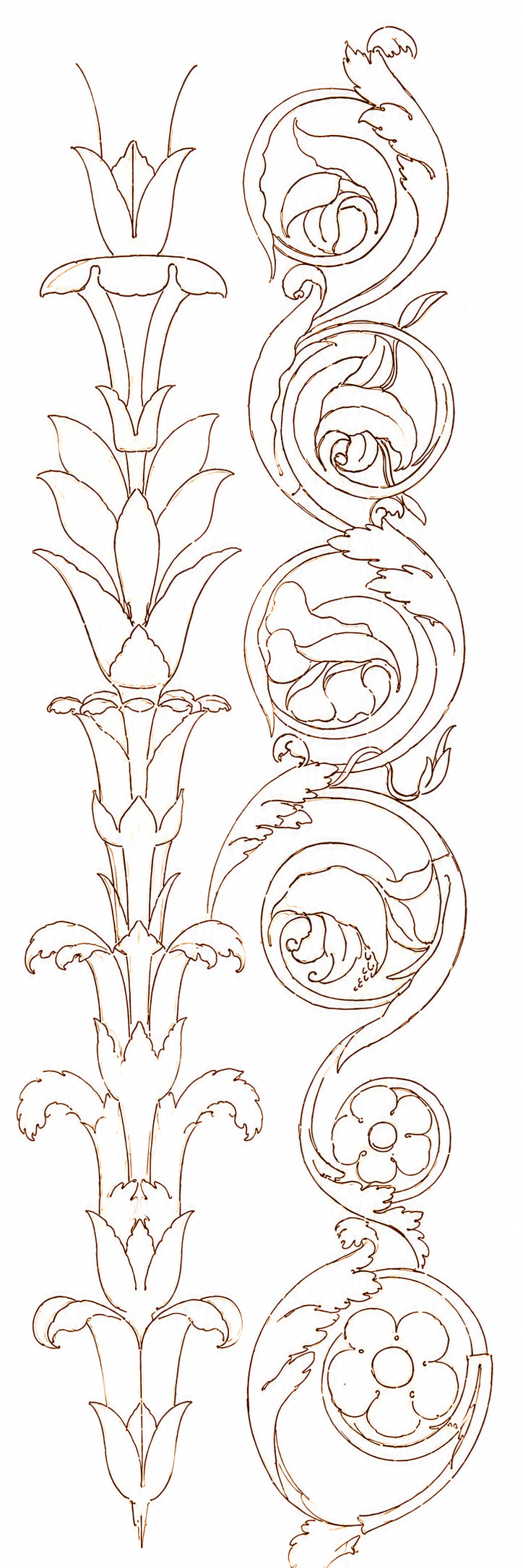 Dessin ornemental floral vertical